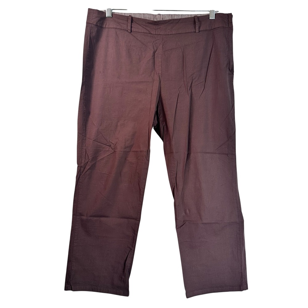 Fresh Produce Brown Straight Leg Side Zip Stretch Cotton Pants XL ACPCRLN